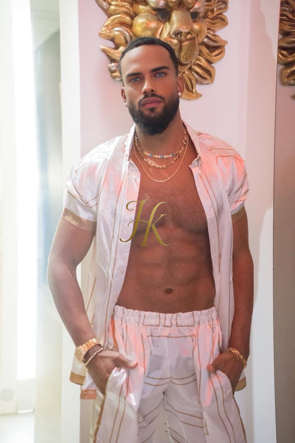 Luxury Boho Silk Shirt Set for Men - Festival Outfit, Handmade Men's Fashion - kayibstrore