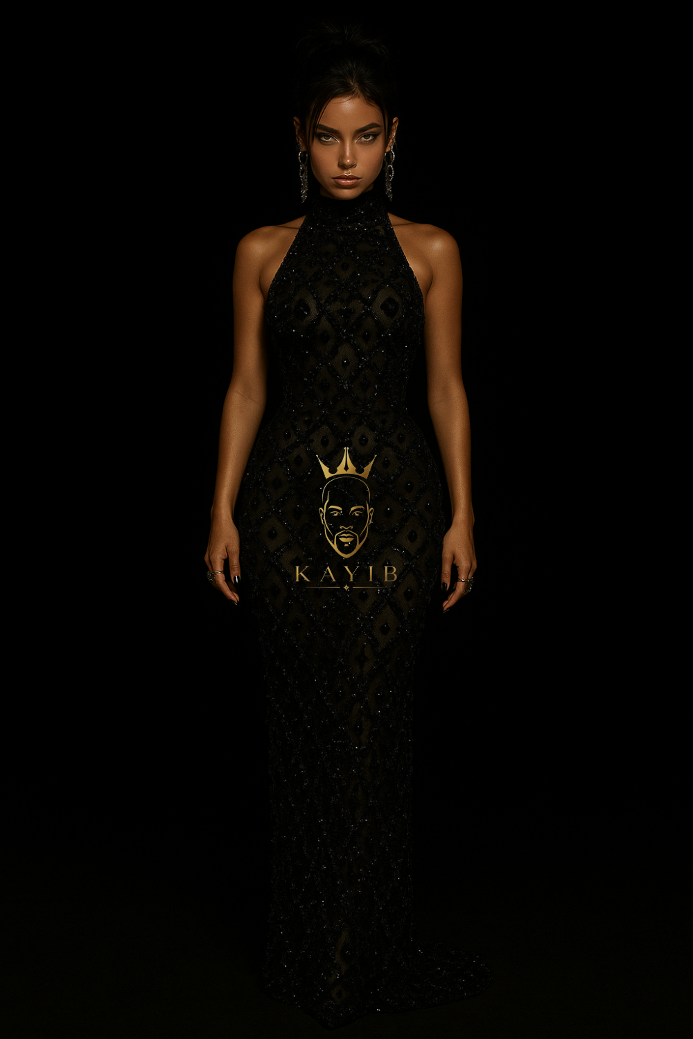 Shiny Diamond Sequins Green Mesh Dress