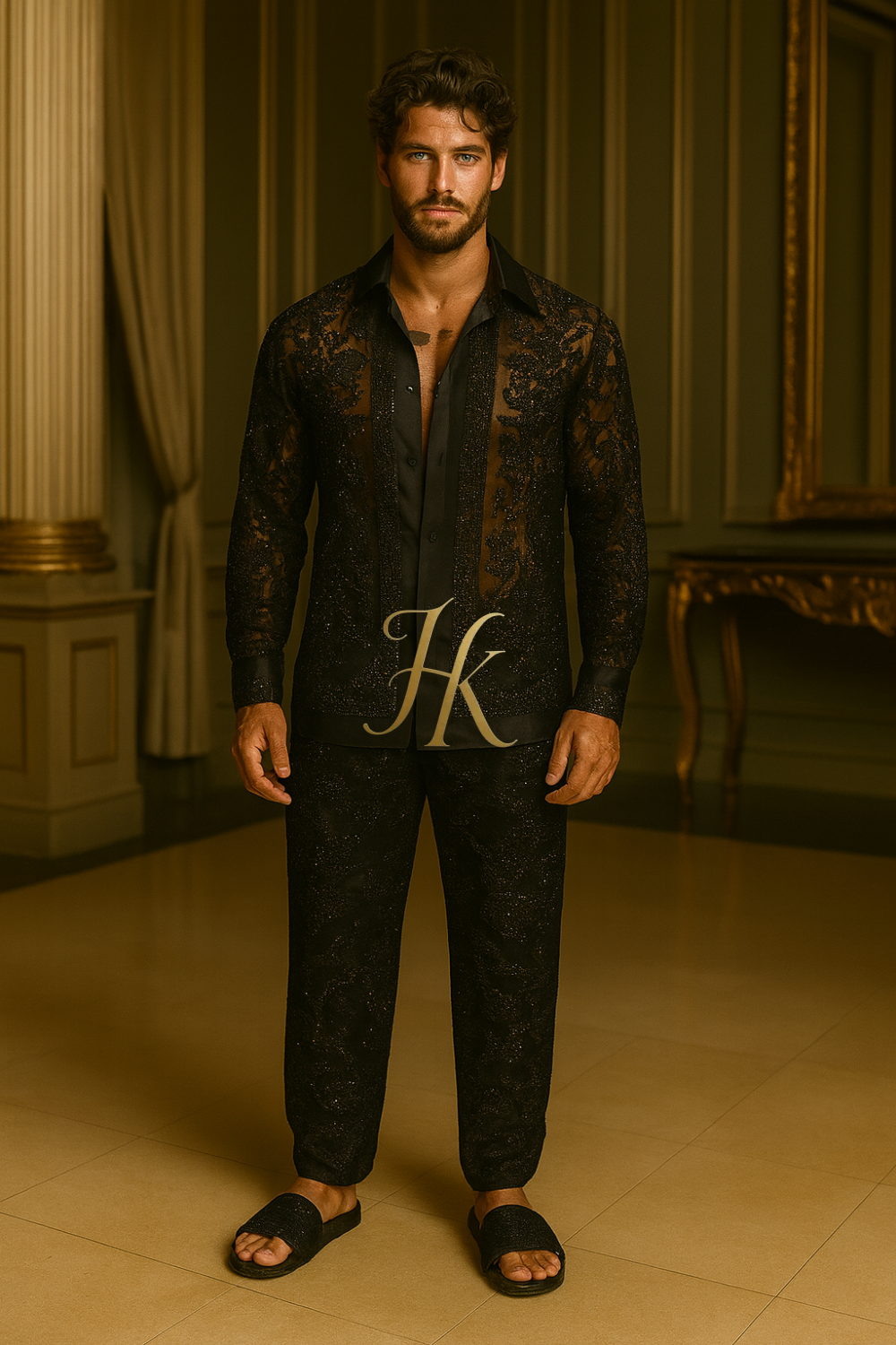Conjunto de vestido de seda de lujo para hombre rojo