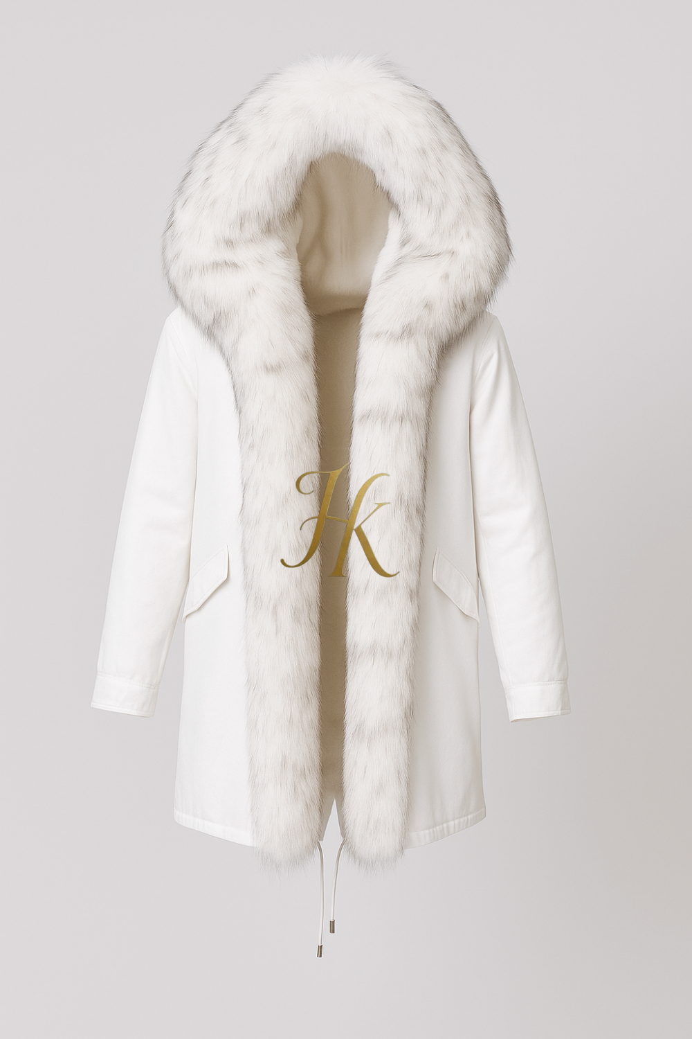 White Men's Luxury handmade fox fur Coats Parka