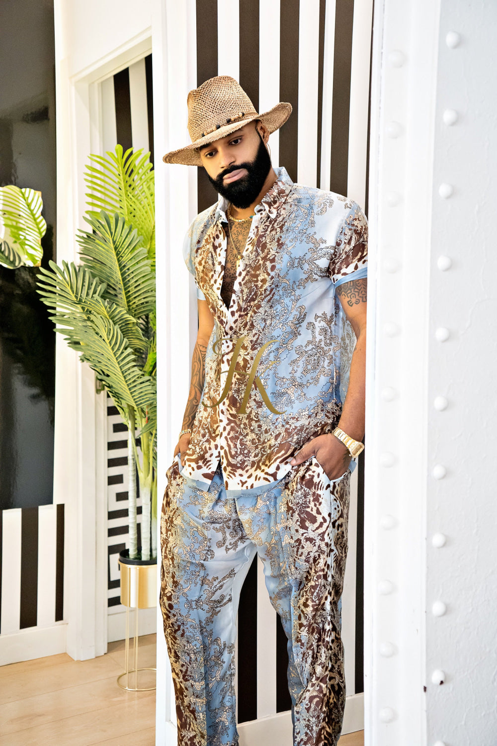 Elevate Your Summer Style: Men's Luxury Silk Set - kayibstrore