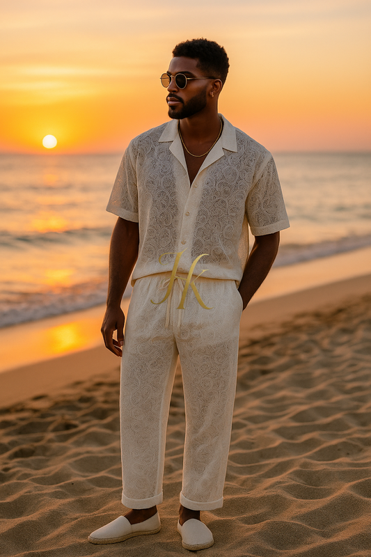 Conjunto de vestido de seda de lujo para hombre rojo