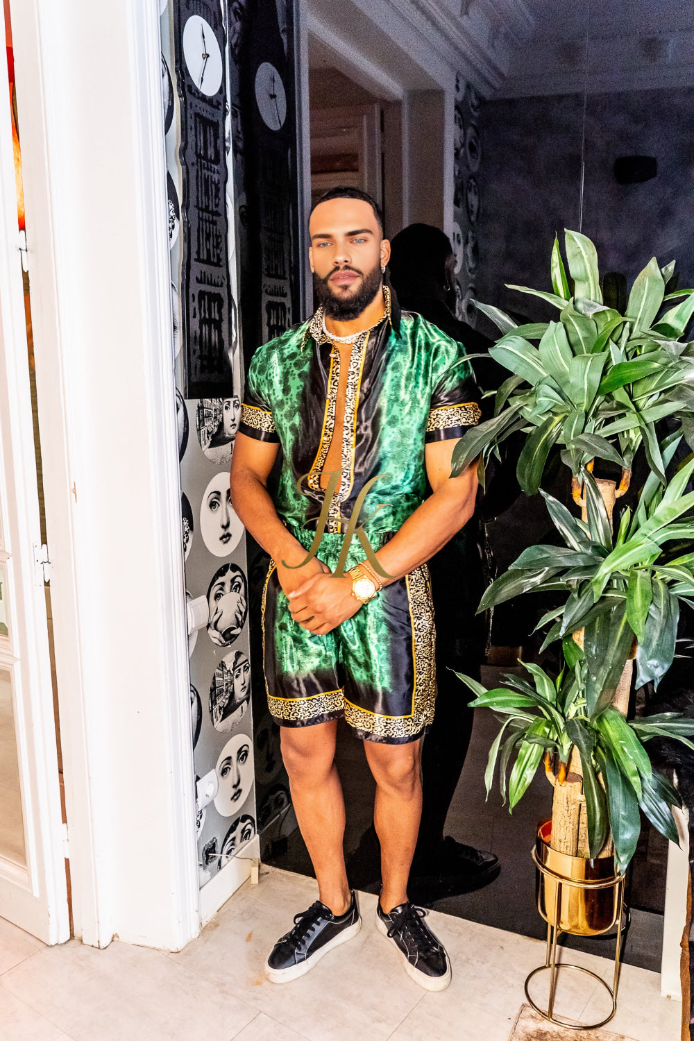 Luxury Boho Silk Shirt Set for Men - Festival Outfit, Handmade Men's Fashion - kayibstrore