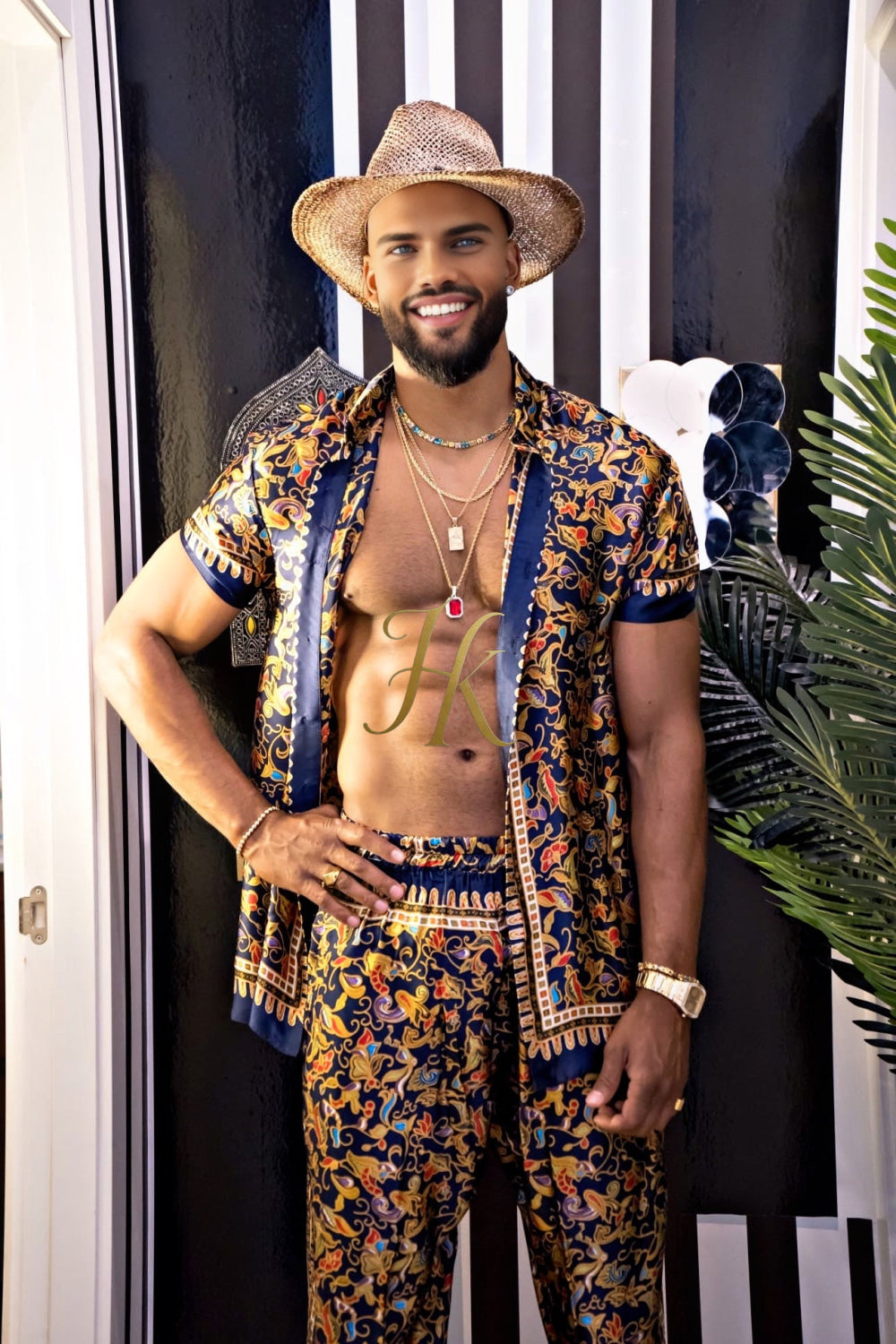 High-End Men's Silk Rave Clothing - kayibstrore