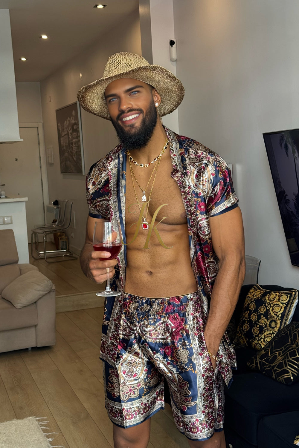 Men’s Luxury Silk Set – 100% Pure Mulberry Silk Shirt & Shorts | Limited Edition Outfit - kayibstrore