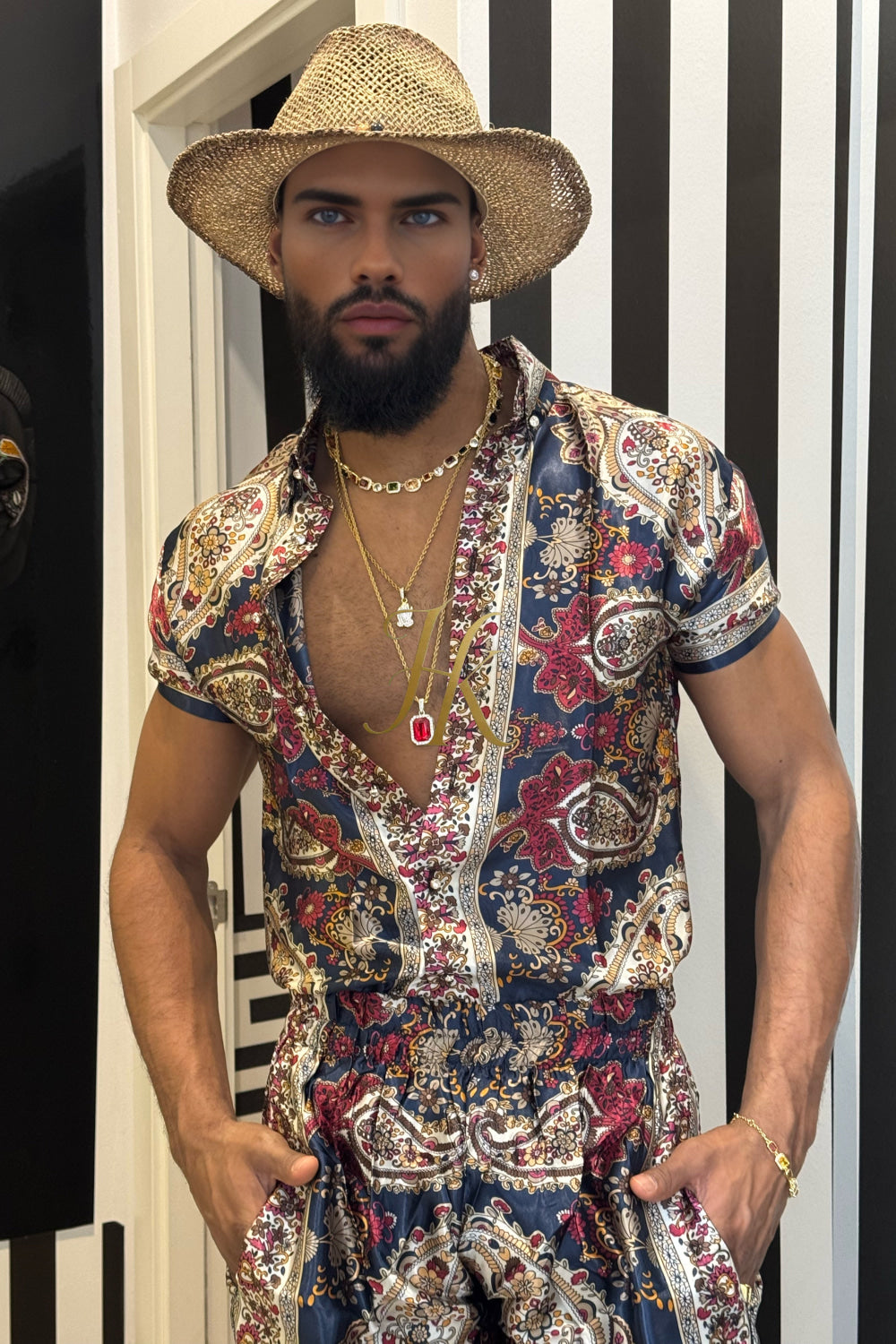 Men’s Luxury Silk Set – 100% Pure Mulberry Silk Shirt & Shorts | Limited Edition Outfit - kayibstrore