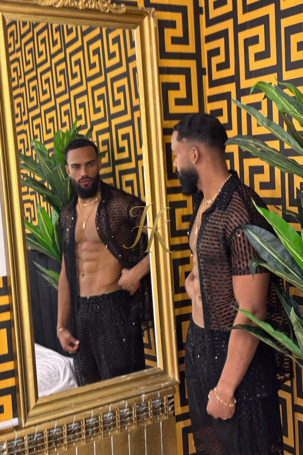 🖤 Royal Mesh Embroidered Shirt – Luxury Handcrafted Elegance - kayibstrore