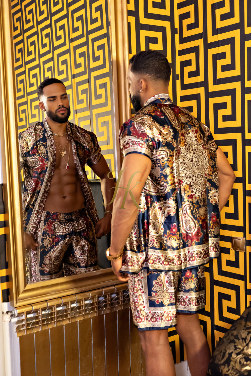Luxurious Barocco Print Set - The Ultimate Summer Silk Outfit for Mens - kayibstrore