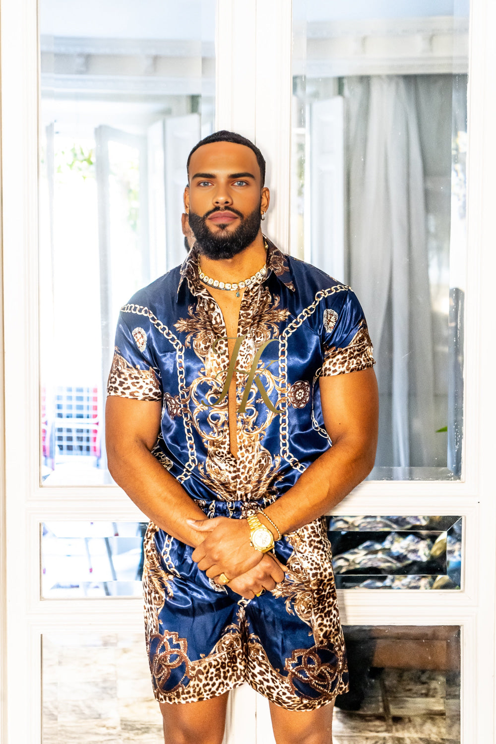 Luxury Boho Silk Shirt Set - Festival Outfit, Boho Handmade Men's Fashion - kayibstrore