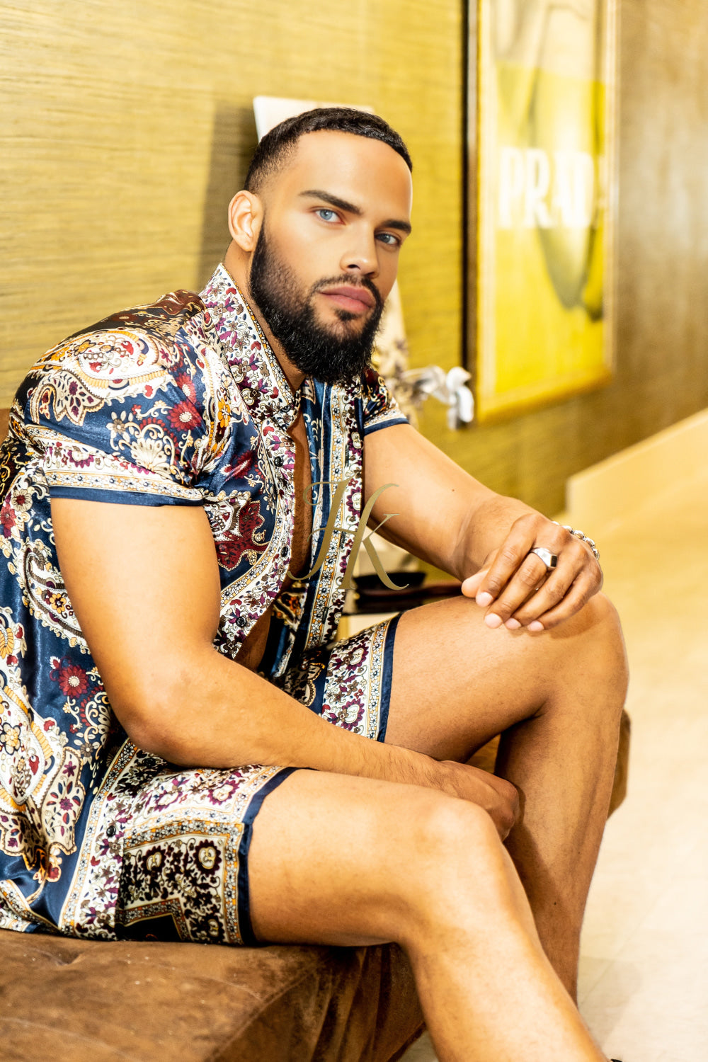 Luxury Boho Silk Shirt Set - Rave Outfit, Handmade Men's Fashion - kayibstrore