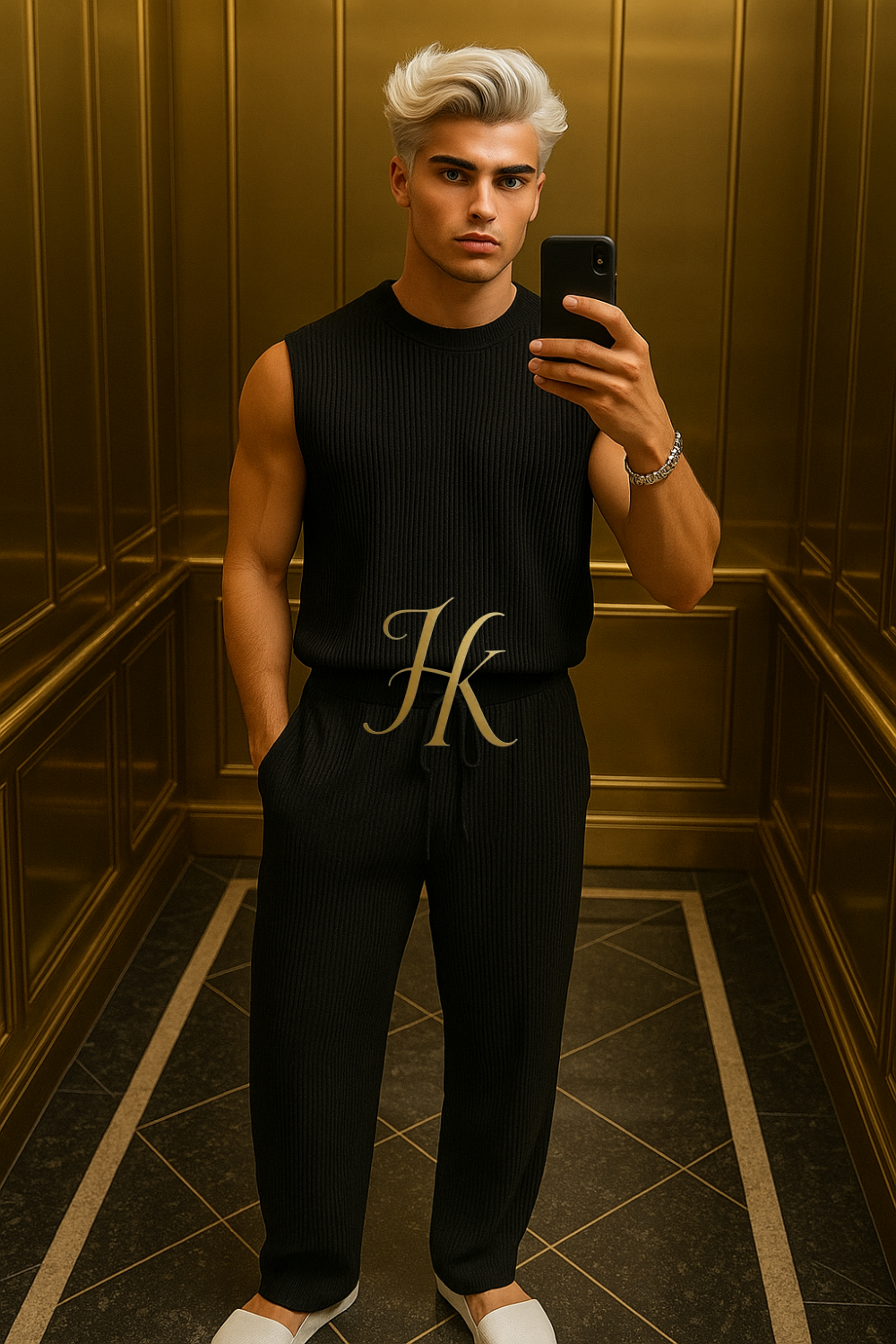 Men’s Summer Cotton Set – Tank Top & Pants Two-Piece Outfit