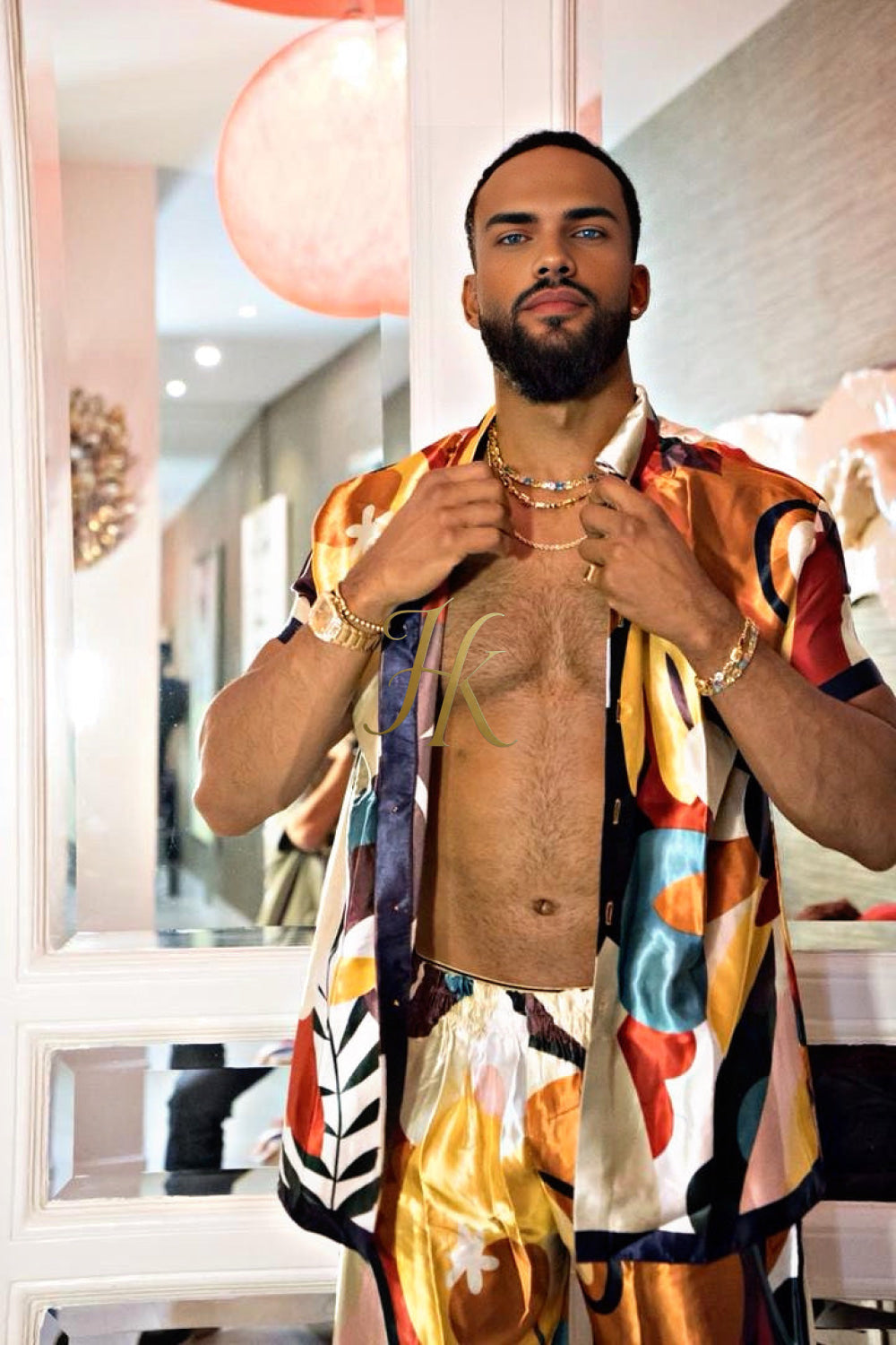 Men's Silk Set - Elevate Your Style with Le Barroco Print - Perfect for Couples and Special Occasions - kayibstrore