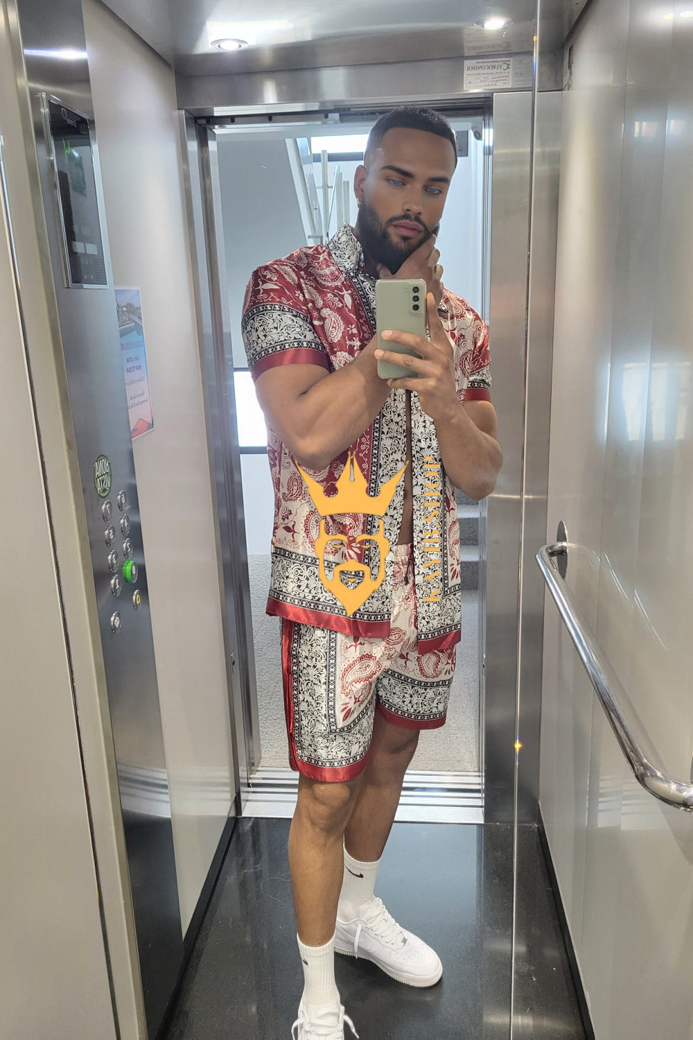 Men's Silk Set - Elevate Your Style with Le Barroco Print - Perfect for Couples and Special Occasions - kayibstrore