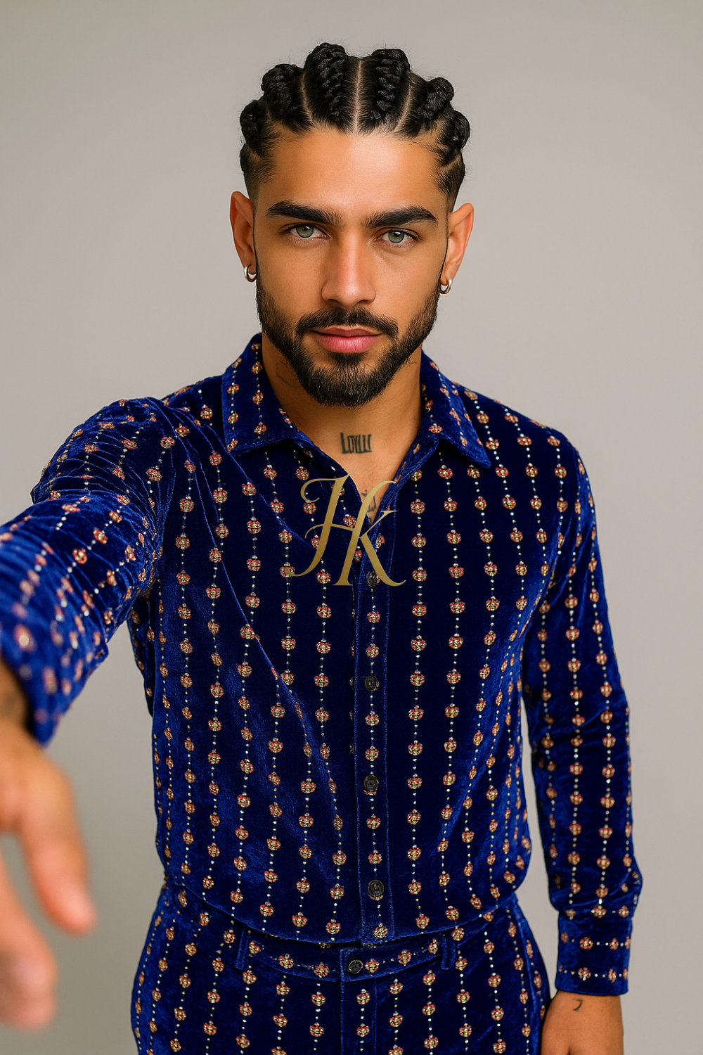 Conjunto de vestido de seda de lujo para hombre rojo