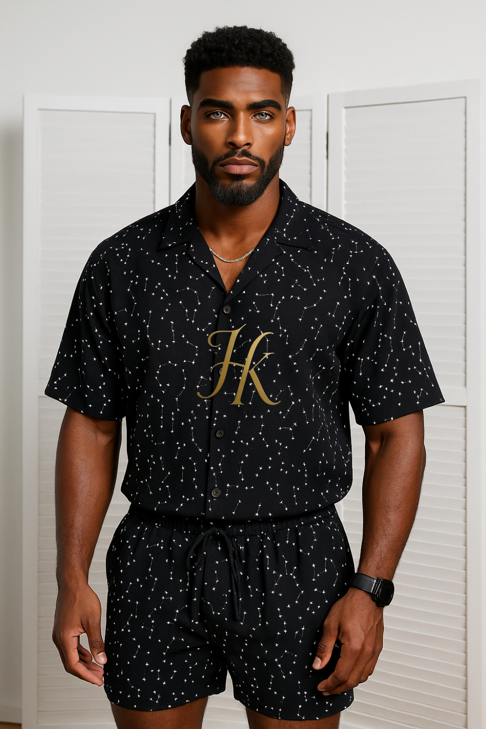 Men’s Ice Silk Shirt & Shorts Set – Trendy Loose Two-Piece Summer Outfit