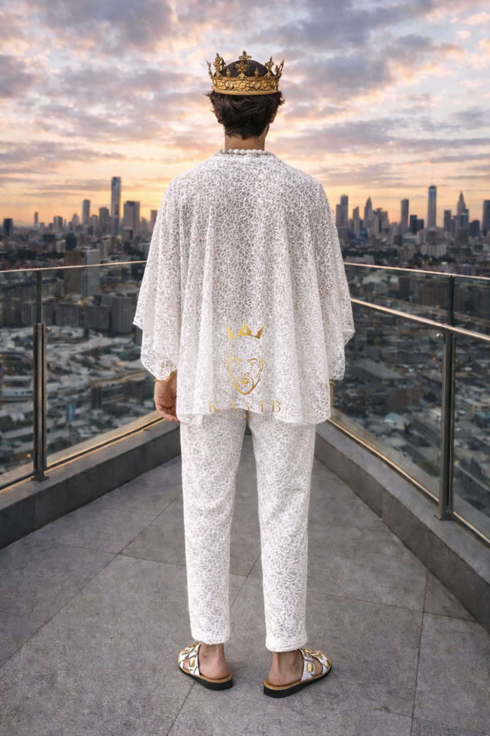 Men’s Luxury Lace Set – Long Sleeve Lace Top & Tailored Pants