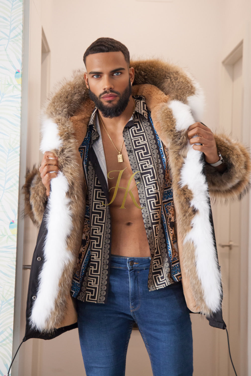 Men's Luxury handmade fox fur Coats Parka - Versatile Winter Protection for the Modern Man - kayibstrore