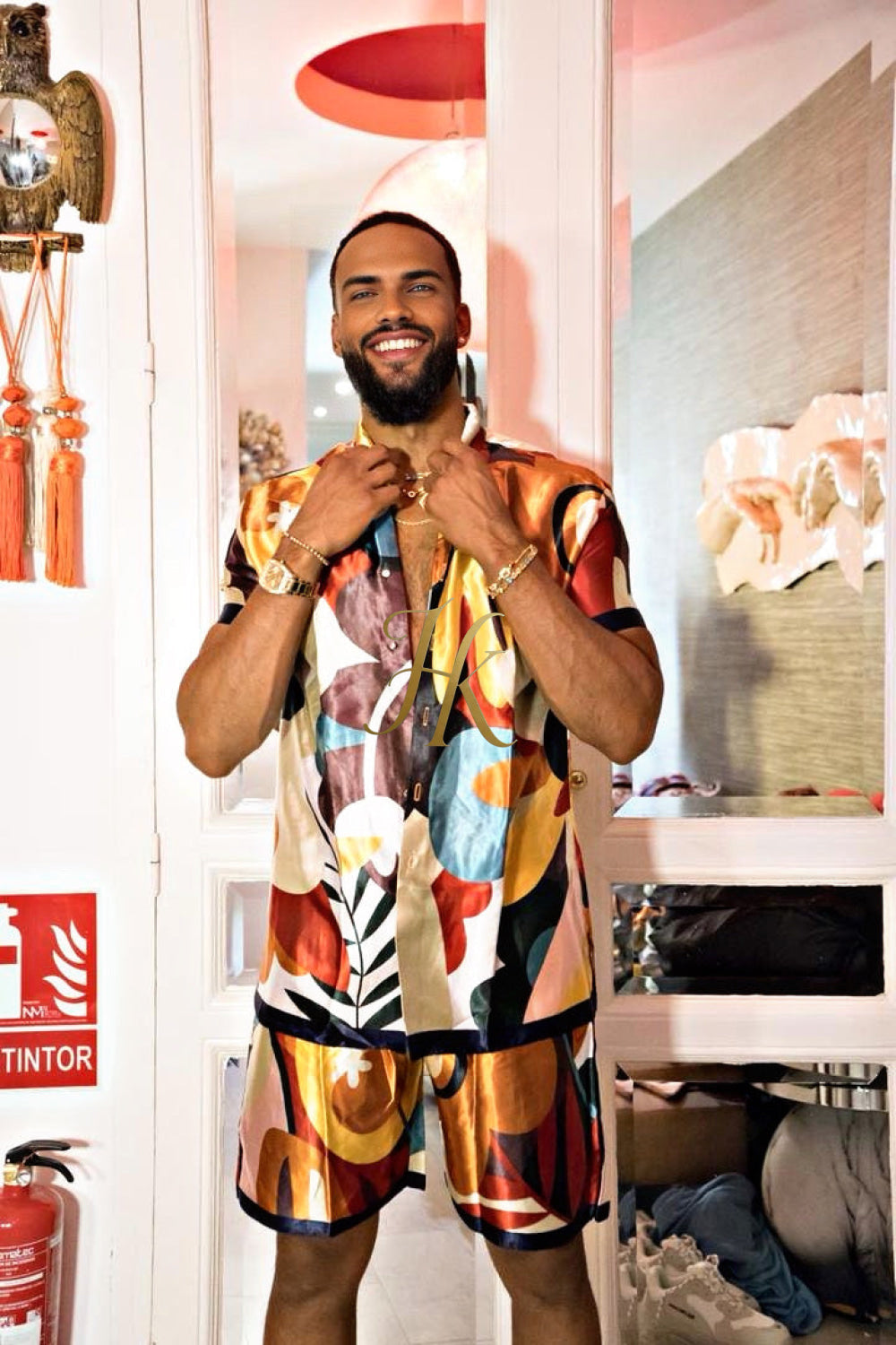 Men's Silk Set - Elevate Your Style with Le Barroco Print - Perfect for Couples and Special Occasions - kayibstrore