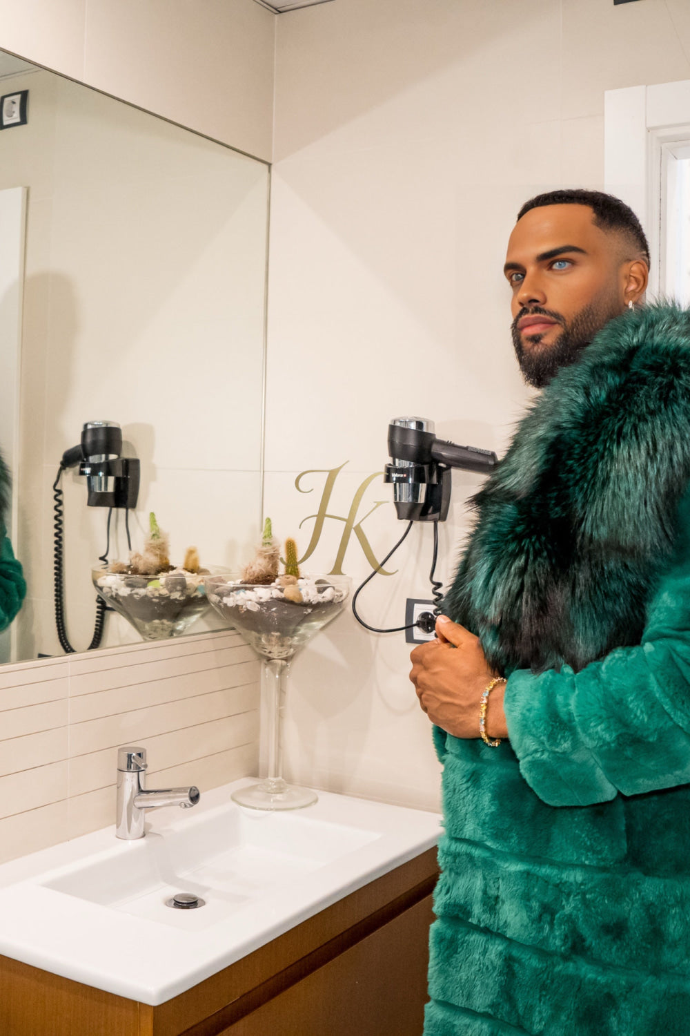 Handmade Luxury Winter Men's Rex Rabbit Fur Coat with Super Large Raccoon Collar - Premium Fashion coat - kayibstrore