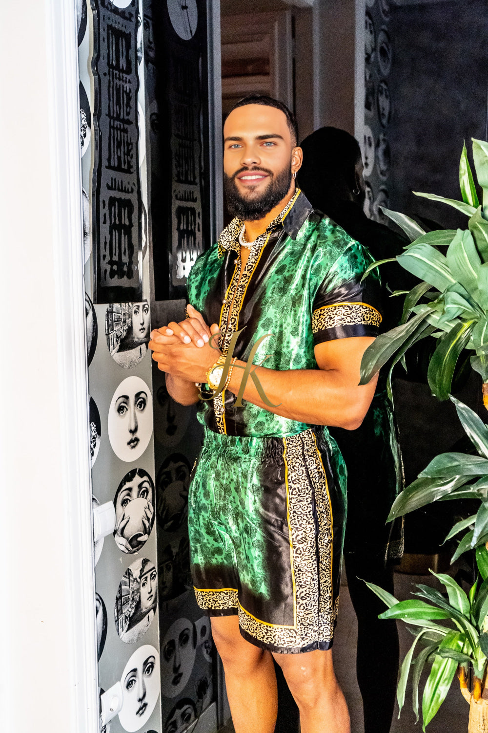 Luxury Boho Silk Shirt Set for Men - Festival Outfit, Handmade Men's Fashion - kayibstrore