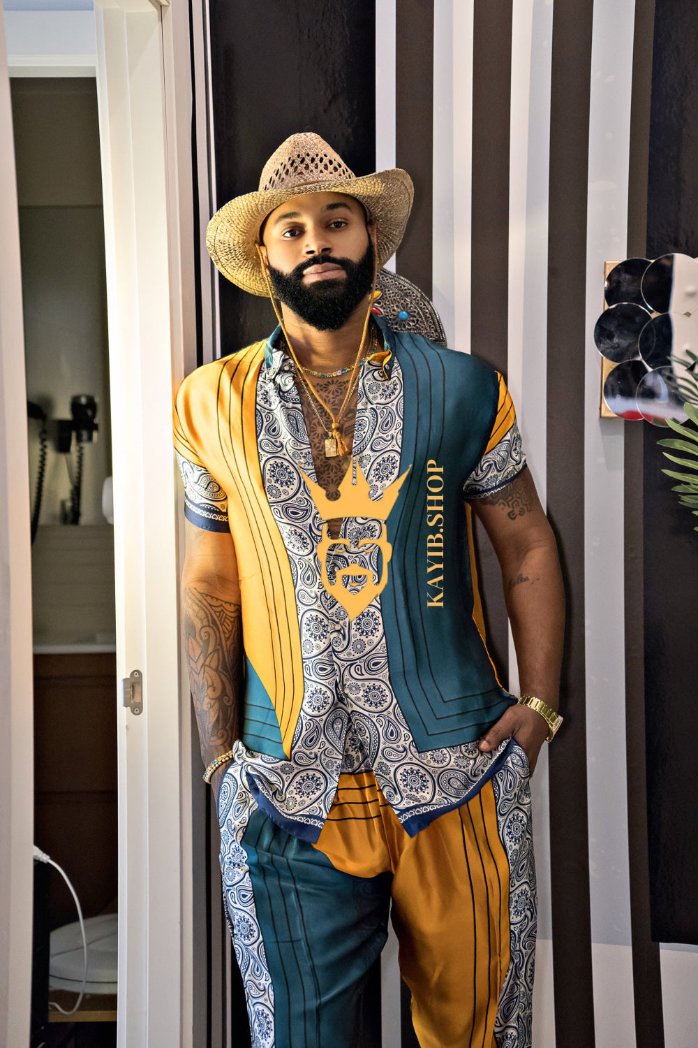 Summer Ready: Men's Silk Shirt and Pant Set - kayibstrore