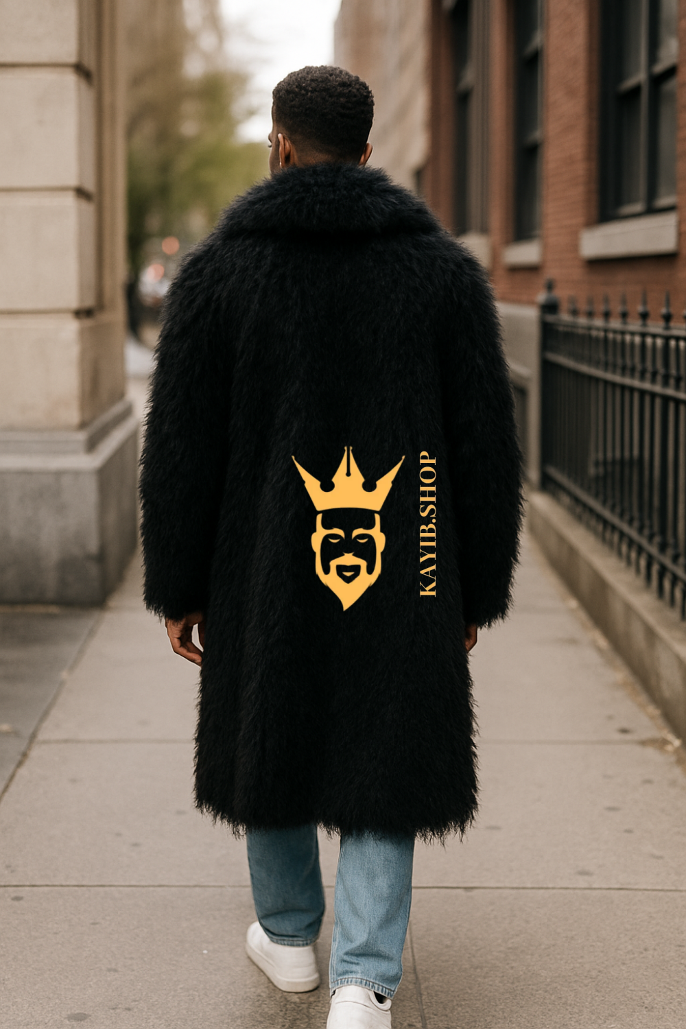 Men’s Natural Sheepskin Fur Coat – Extra Long Full-Skin Real Fur Luxury Mongolian Jacket