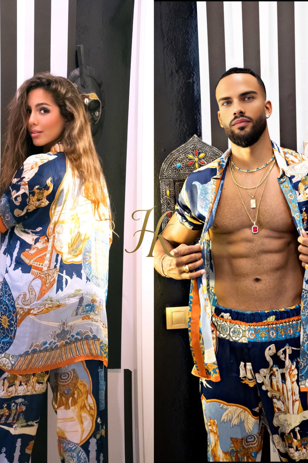 Luxury Couple Fashion – Pure Silk Coordinated Outfits for Lovers - kayibstrore