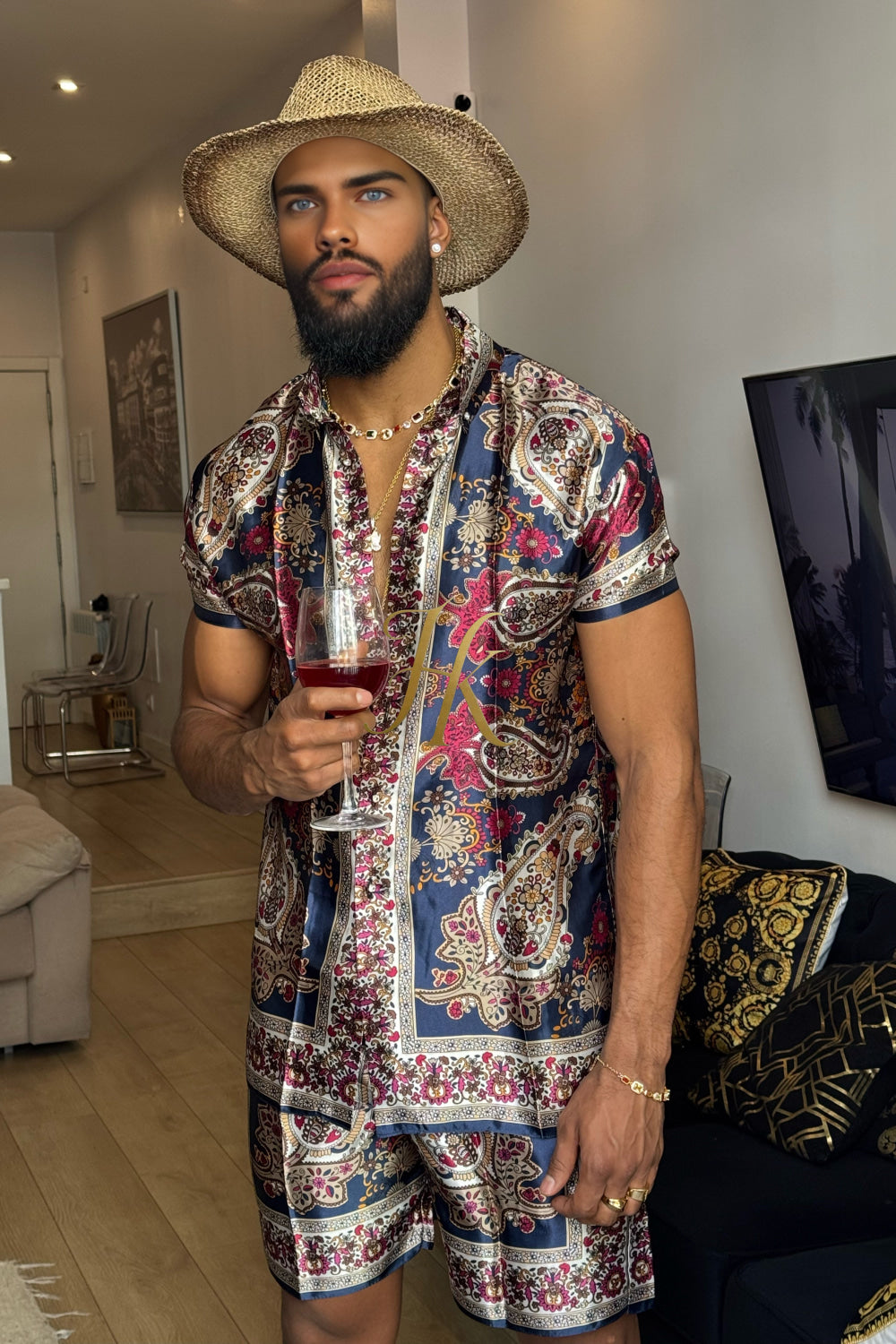 Men’s Luxury Silk Set – 100% Pure Mulberry Silk Shirt & Shorts | Limited Edition Outfit - kayibstrore