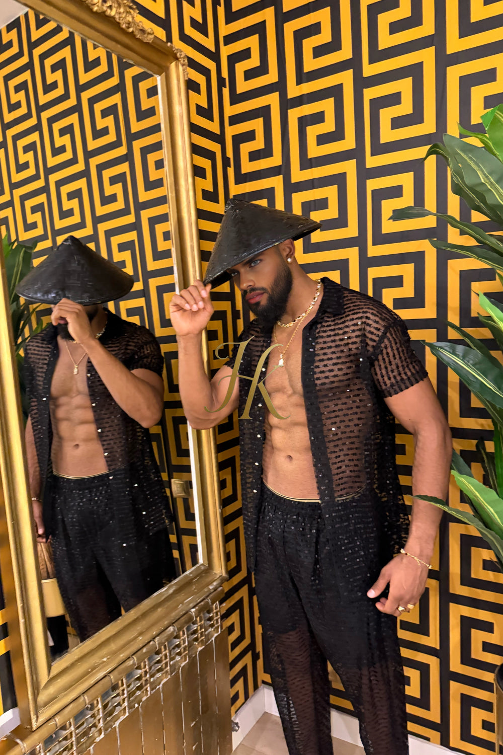 🖤 Royal Mesh Embroidered Shirt – Luxury Handcrafted Elegance - kayibstrore