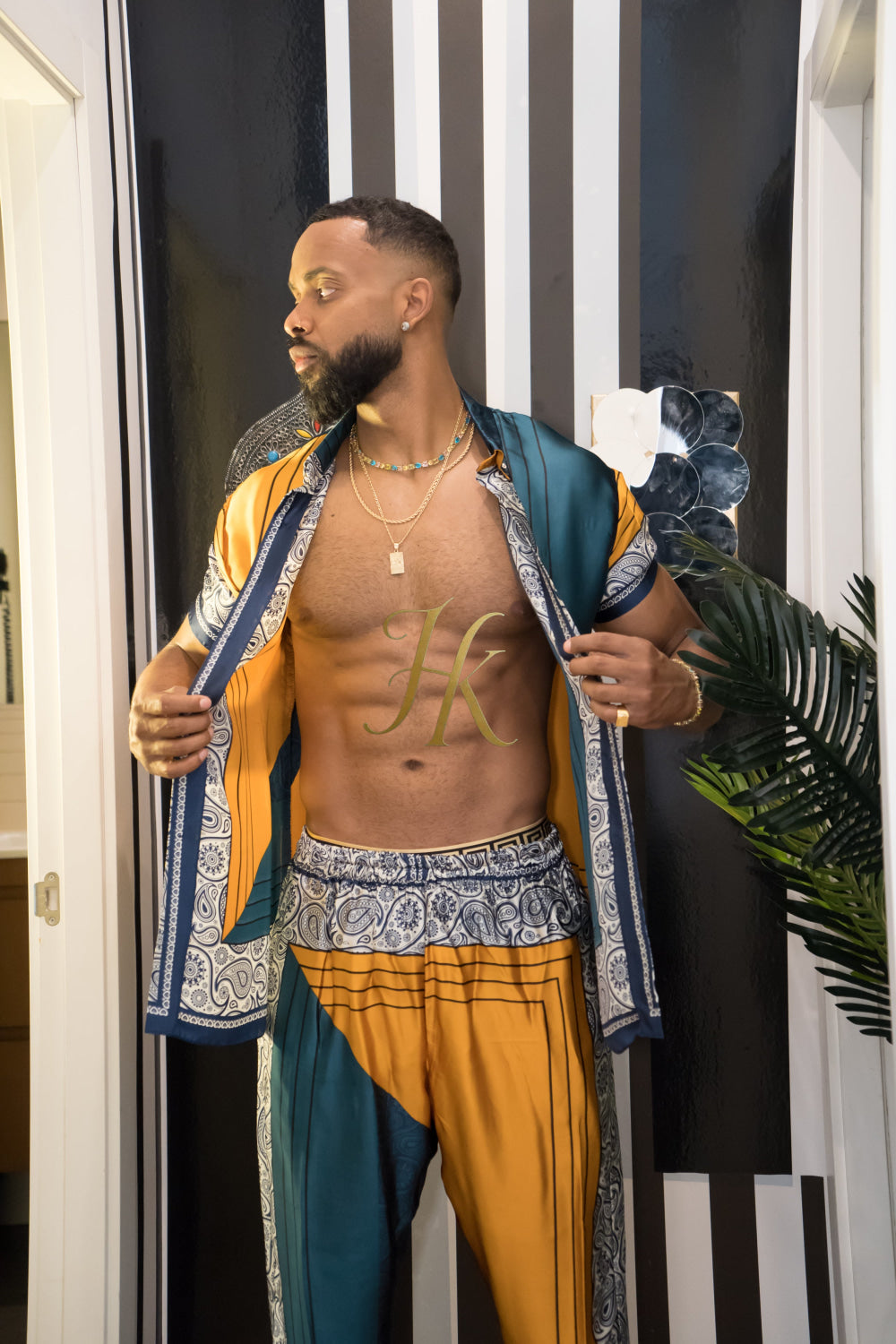 Summer Ready: Men's Silk Shirt and Pant Set - kayibstrore