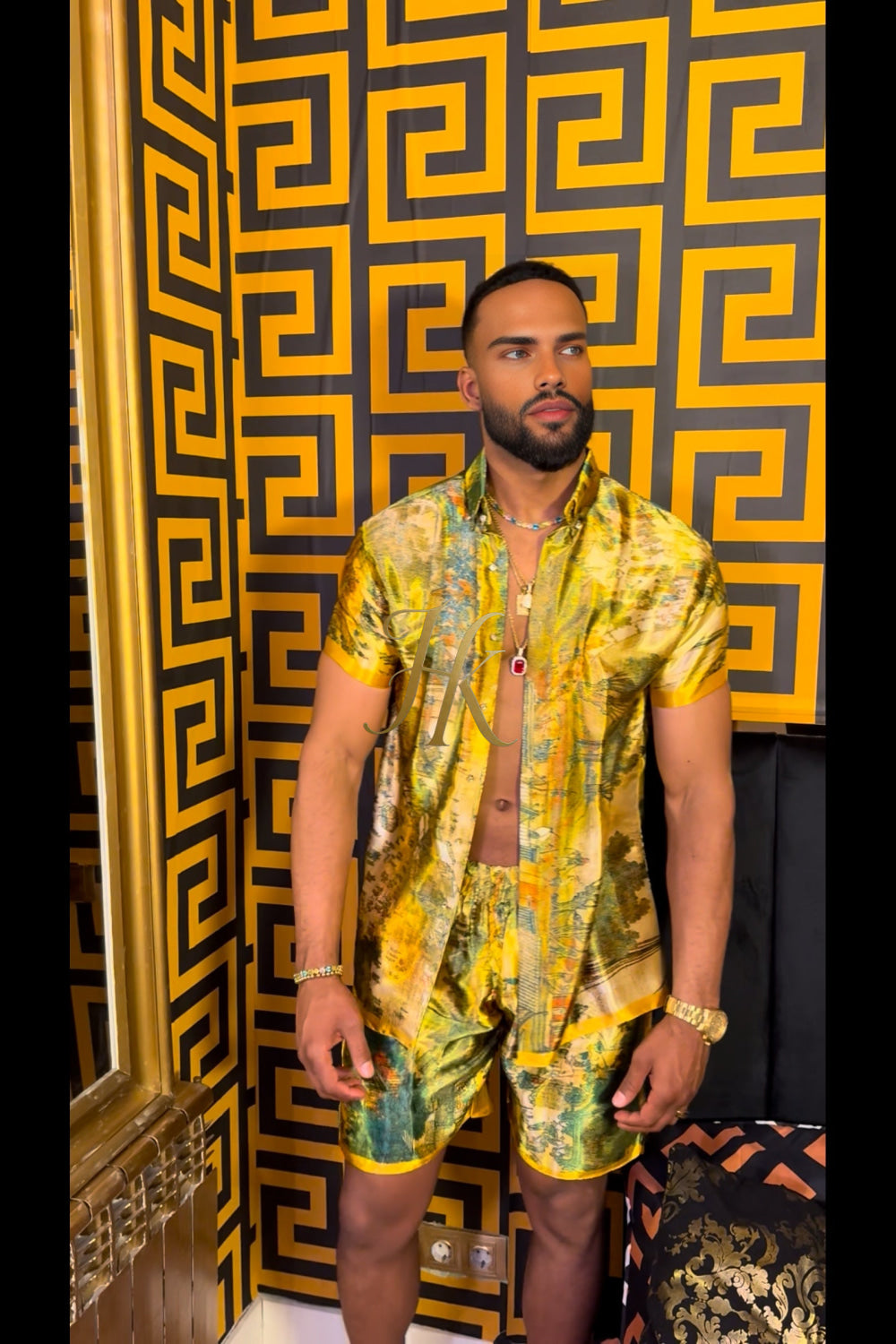 Men's Silk Set - Elevate Your Style with Le Barroco Print - Perfect for Couples and Special Occasions - kayibstrore