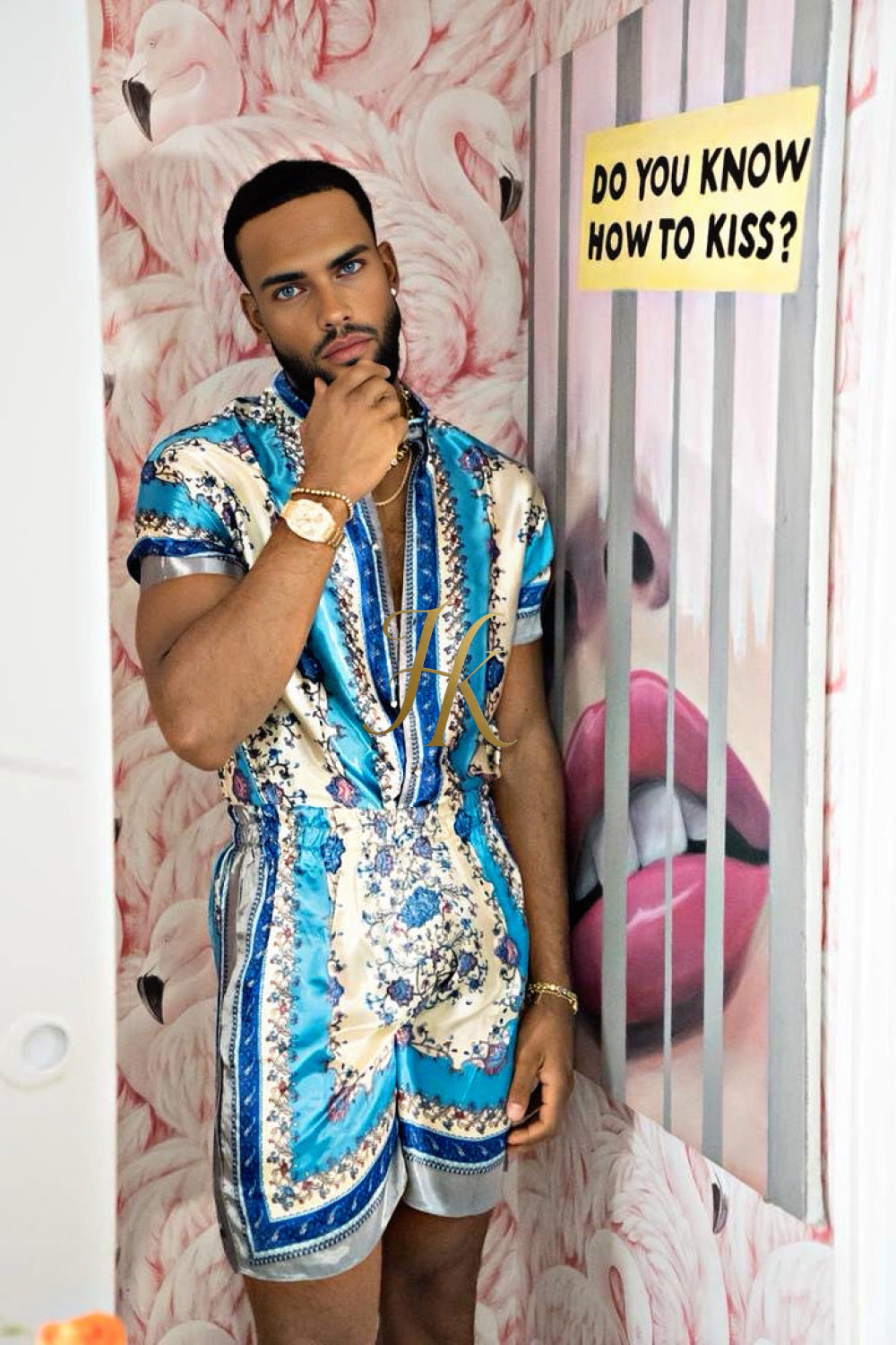 Luxury Boho Silk Shirt Set - Festival Outfit, Handmade Men's Fashion style for summer - kayibstrore