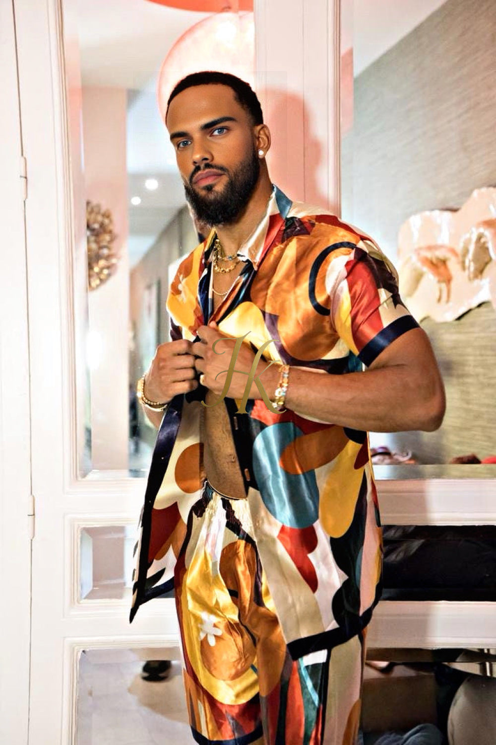 Men's Silk Set - Elevate Your Style with Le Barroco Print - Perfect for Couples and Special Occasions - kayibstrore