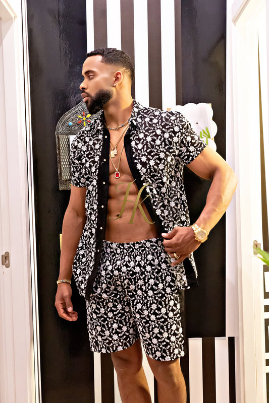 Fashion Spring/Summer Men's Lace Two-Piece Clothing - kayibstrore