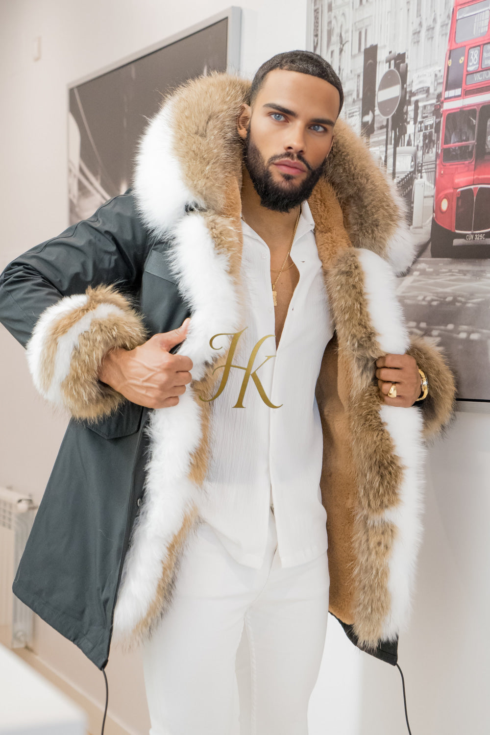 Men's Luxury handmade fox fur Coats Parka - Versatile Winter Protection for the Modern Man - kayibstrore