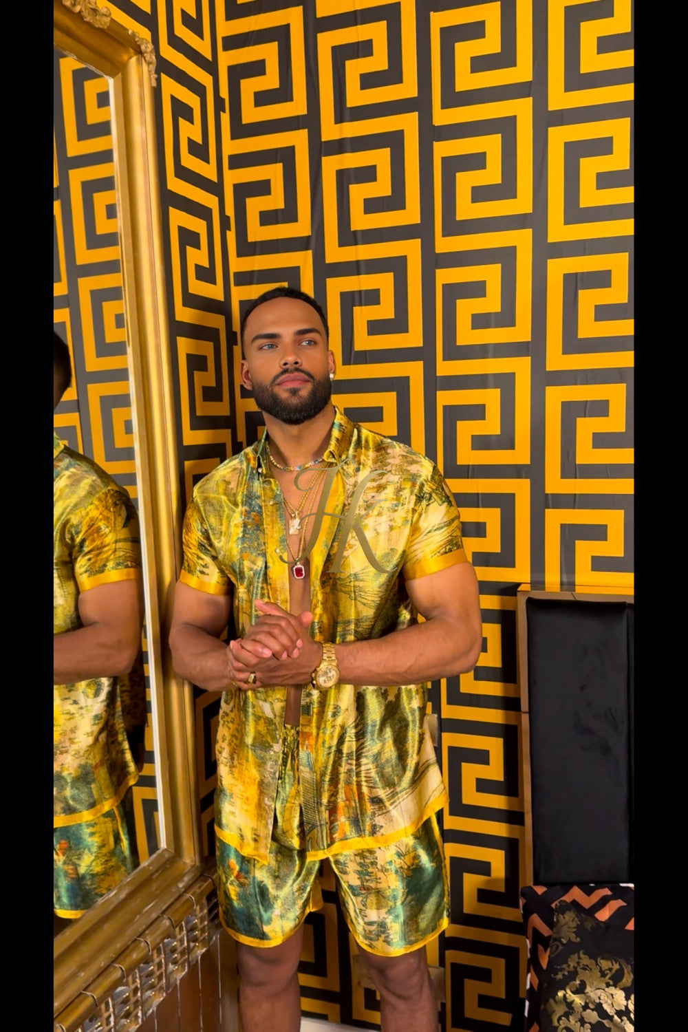 Men's Silk Set - Elevate Your Style with Le Barroco Print - Perfect for Couples and Special Occasions - kayibstrore