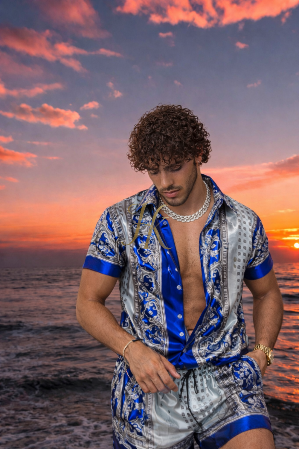 Conjunto de vestido de seda de lujo para hombre