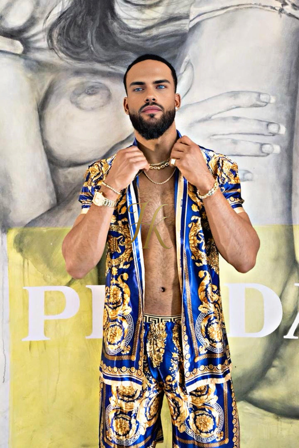 Luxury Silk Shirt Set - Festival Outfit, Boho Handmade Men's Fashion - kayibstrore