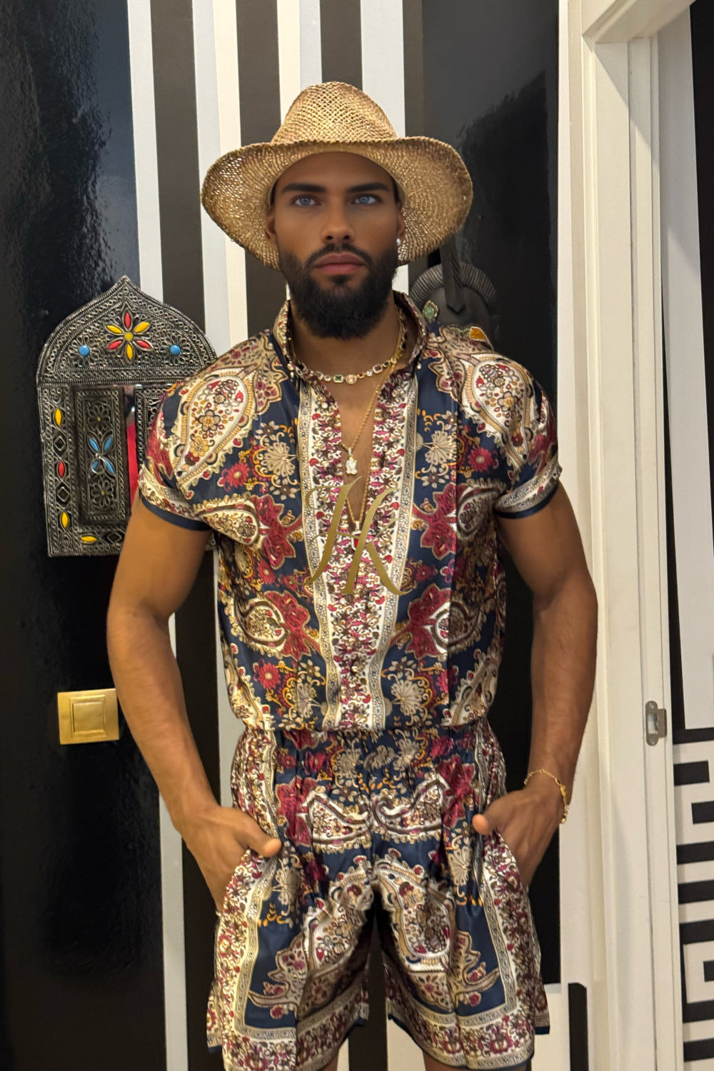 Men’s Luxury Silk Set – 100% Pure Mulberry Silk Shirt & Shorts | Limited Edition Outfit - kayibstrore