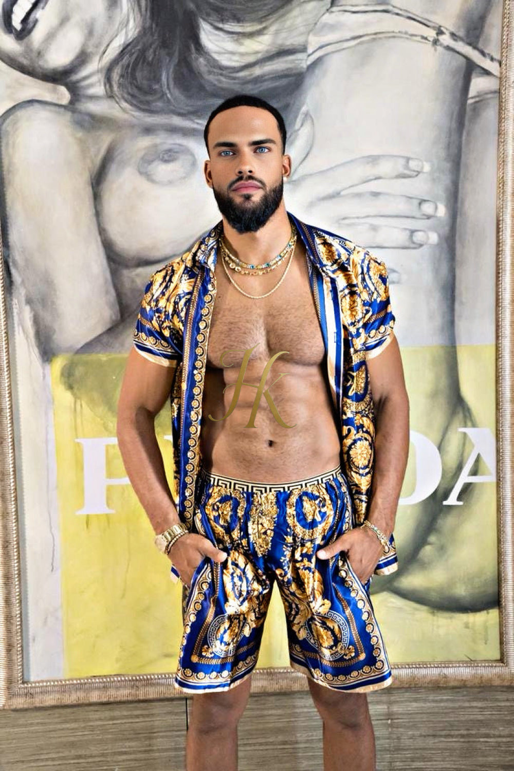 Luxury Silk Shirt Set - Festival Outfit, Boho Handmade Men's Fashion - kayibstrore