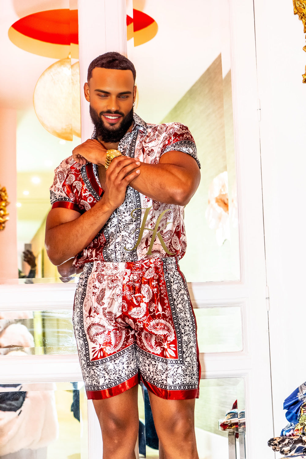 Luxury Boho Silk Shirt Set - Festival Outfit, Handmade Men's Fashion - kayibstrore