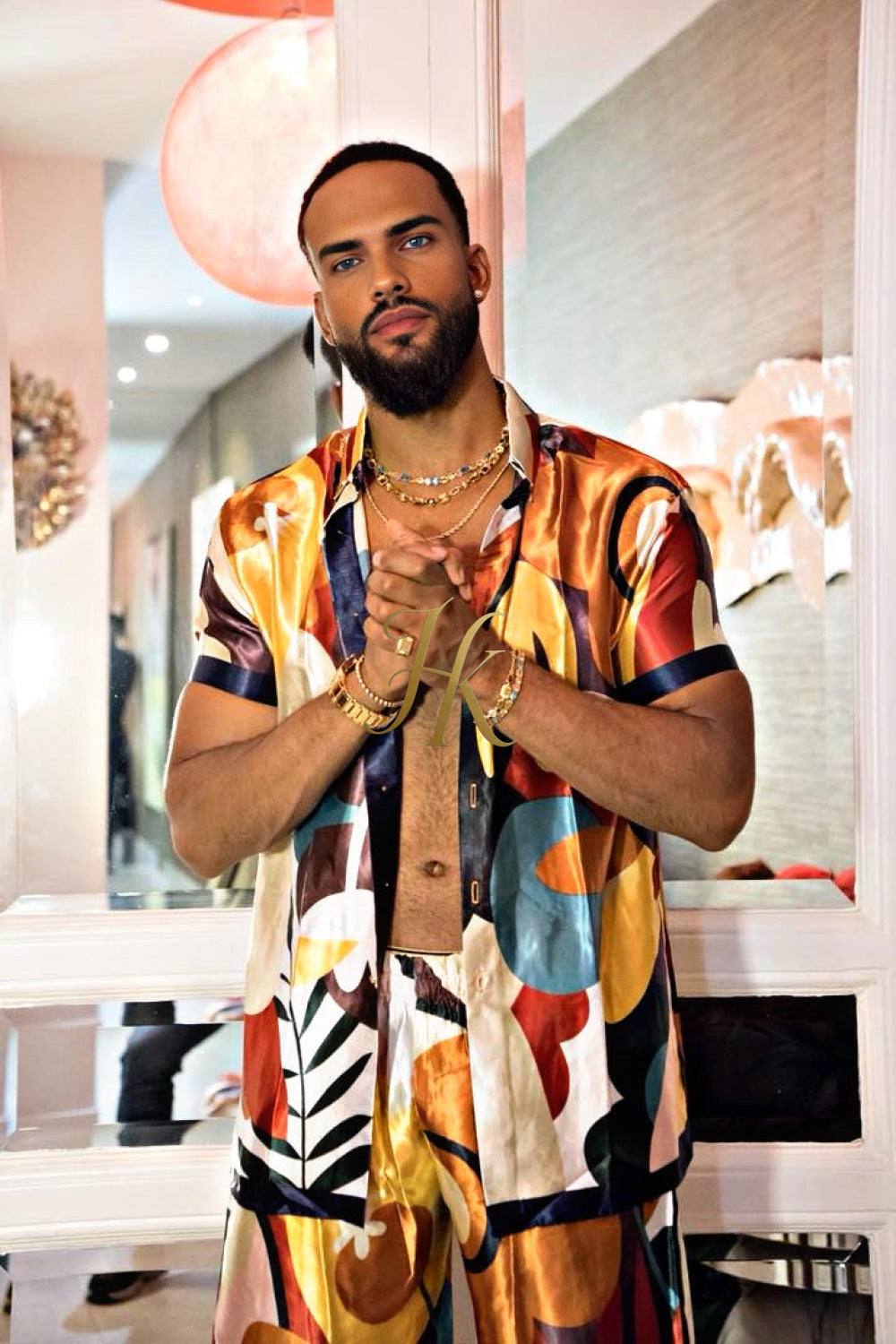 Men's Silk Set - Elevate Your Style with Le Barroco Print - Perfect for Couples and Special Occasions - kayibstrore