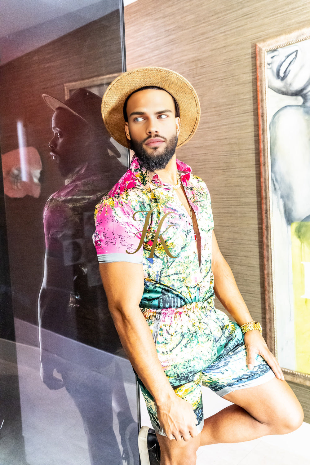 Luxury Boho Silk Shirt Set - Festival Outfit, Boho Handmade Men's Fashion - kayibstrore