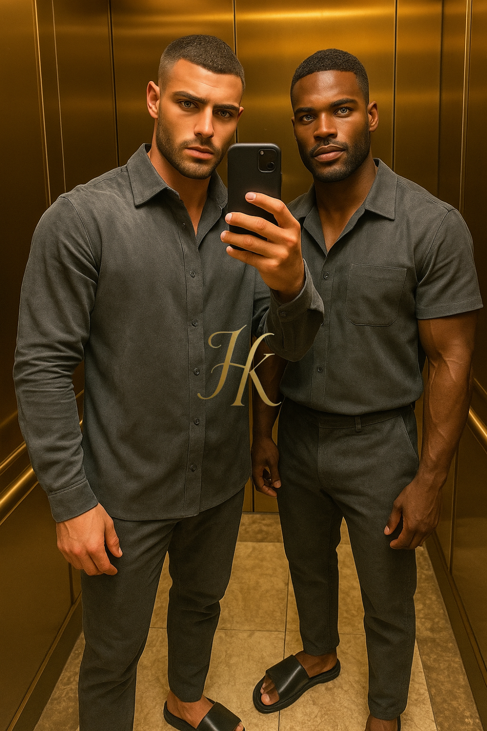 Men’s Luxury Suede Set – Double-Sided Microfiber Matte Shirt & Pants