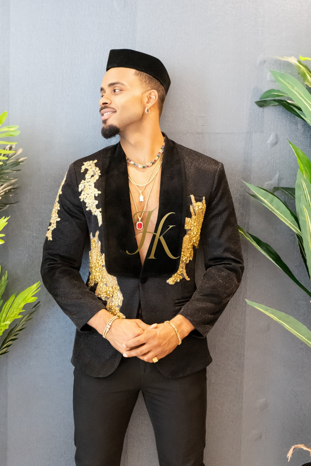 Luxurious Custom Men's Suit blazer : Sheer Velvet Lapel blazer with Appliques, Beads, Diamonds | Tailored Plus Size Options Available - kayibstrore