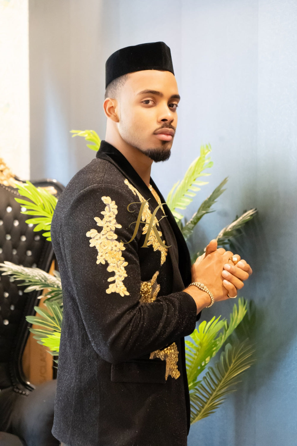 Luxurious Custom Men's Suit blazer : Sheer Velvet Lapel blazer with Appliques, Beads, Diamonds | Tailored Plus Size Options Available - kayibstrore