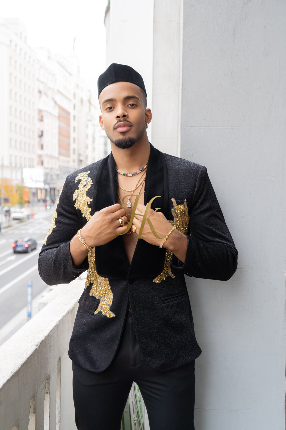 Luxurious Custom Men's Suit blazer : Sheer Velvet Lapel blazer with Appliques, Beads, Diamonds | Tailored Plus Size Options Available - kayibstrore