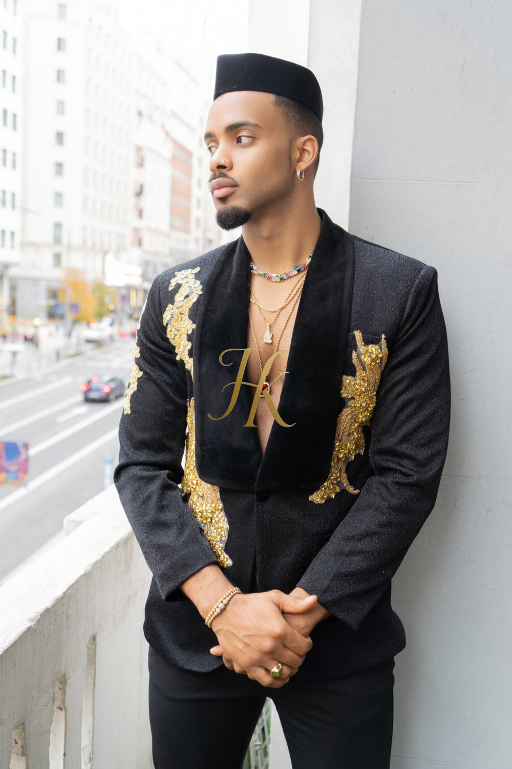 Luxurious Custom Men's Suit blazer : Sheer Velvet Lapel blazer with Appliques, Beads, Diamonds | Tailored Plus Size Options Available - kayibstrore