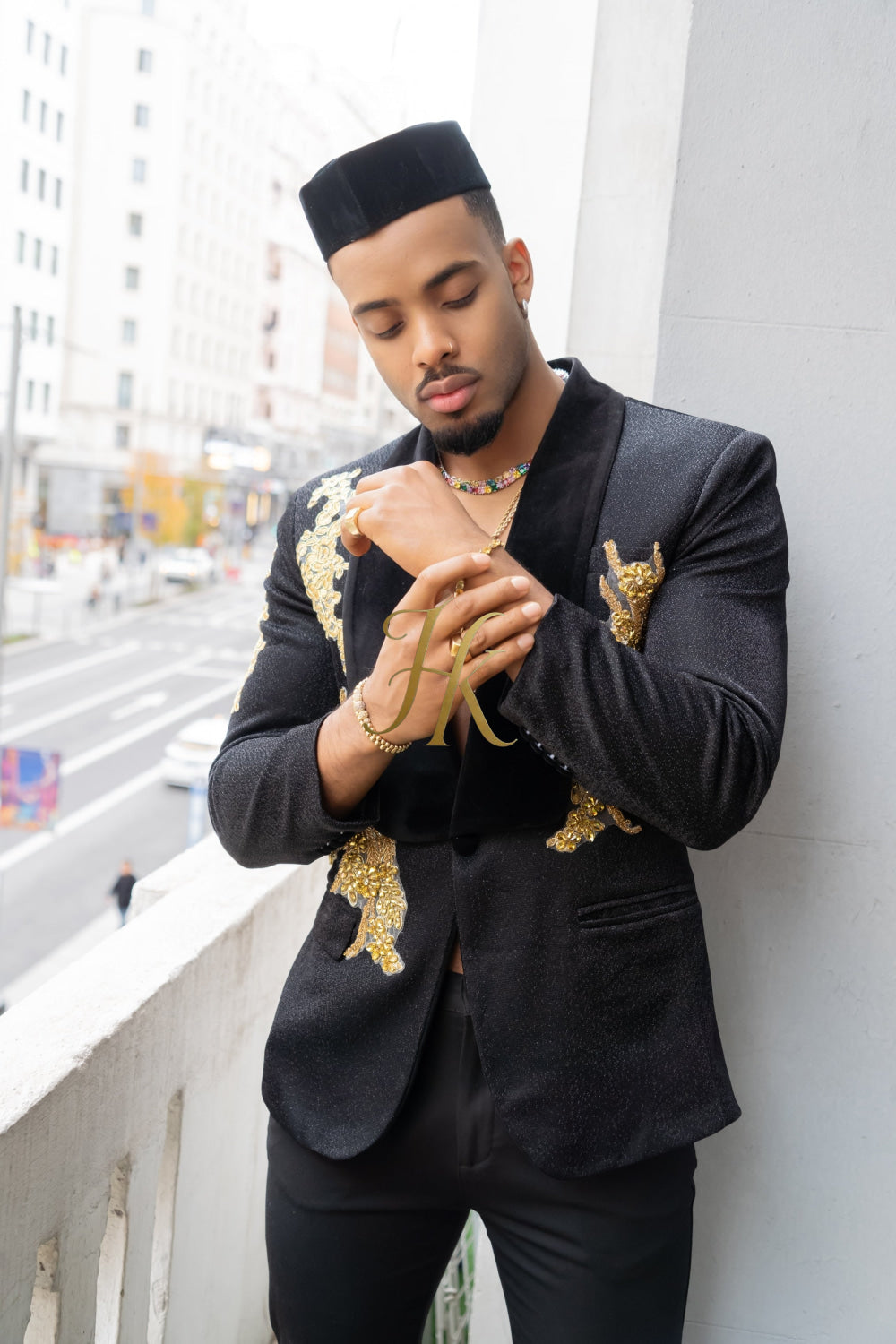 Luxurious Custom Men's Suit blazer : Sheer Velvet Lapel blazer with Appliques, Beads, Diamonds | Tailored Plus Size Options Available - kayibstrore