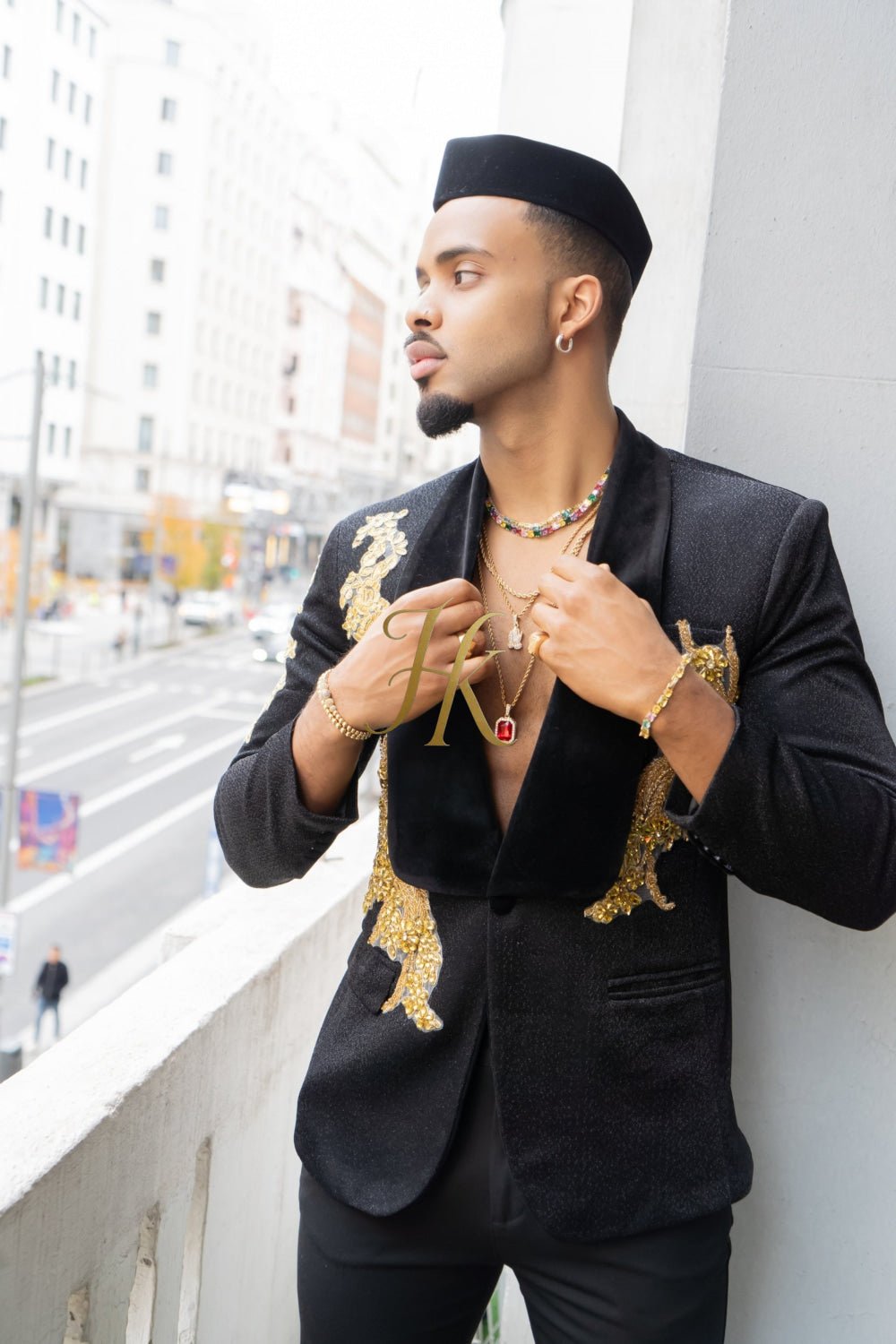 Luxurious Custom Men's Suit blazer : Sheer Velvet Lapel blazer with Appliques, Beads, Diamonds | Tailored Plus Size Options Available - kayibstrore